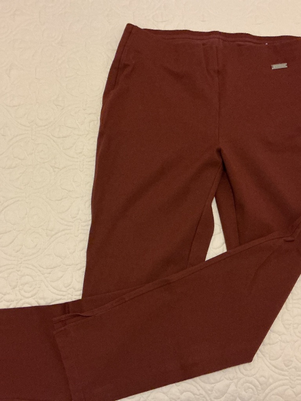 Rafaella Dress Pants Womens L Rust Stretch Comfort Ankle Pull On Career Trouser